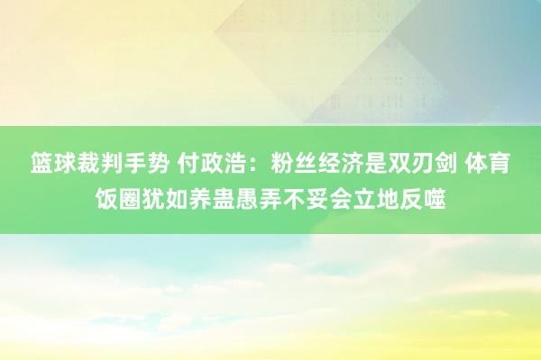 篮球裁判手势 付政浩：粉丝经济是双刃剑 体育饭圈犹如养蛊愚弄不妥会立地反噬