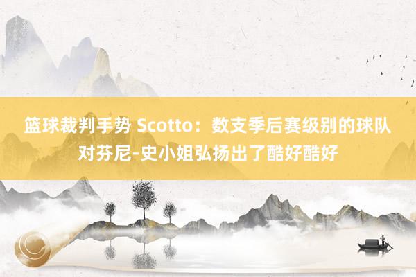 篮球裁判手势 Scotto：数支季后赛级别的球队对芬尼-史小姐弘扬出了酷好酷好