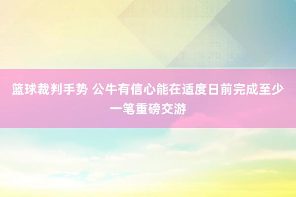 篮球裁判手势 公牛有信心能在适度日前完成至少一笔重磅交游