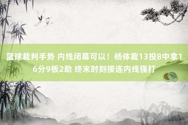 篮球裁判手势 内线闭幕可以！杨体裁13投8中拿16分9板2助 终末时刻接连内线强打