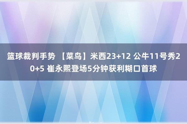 篮球裁判手势 【菜鸟】米西23+12 公牛11号秀20+5 崔永熙登场5分钟获利糊口首球