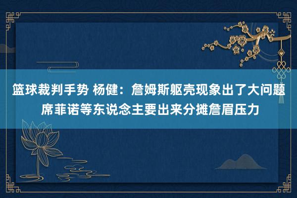 篮球裁判手势 杨健：詹姆斯躯壳现象出了大问题 席菲诺等东说念主要出来分摊詹眉压力