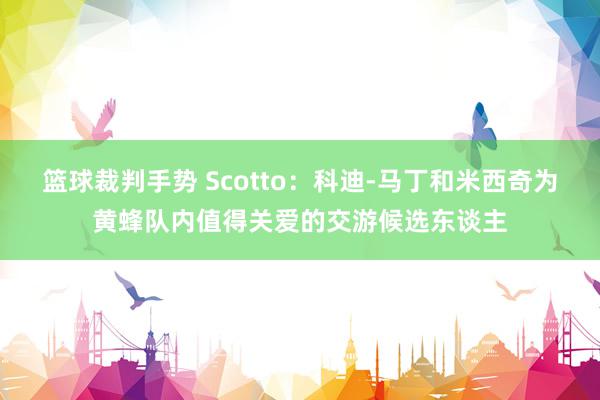 篮球裁判手势 Scotto：科迪-马丁和米西奇为黄蜂队内值得关爱的交游候选东谈主